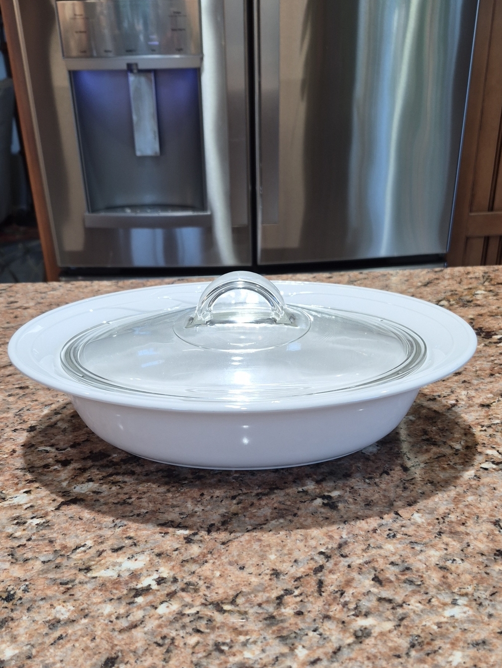 Corningware Elegant Floral Bowl White Covered Casserole with Clear Lid